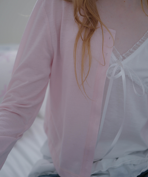 DEHEVE（デヘヴェ）の「See-Through Soft Cardigan [Pink]（カーディガン/ボレロ・レディース・PINK・SMALL/MEDIUM）」の2枚目の写真