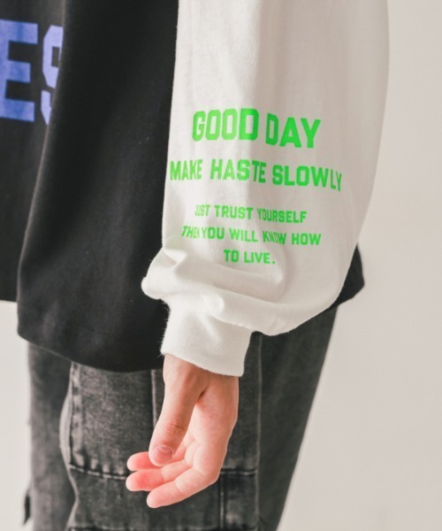 jeans-b（ジーンズベー）の「Jeans-b/ジーンズベー FOR GOODロングＴシャツ（Tシャツ/カットソー・キッズ・アイボリー/ブラック/オフホワイト・130cm/140cm/150cm/160cm）」の13枚目の写真