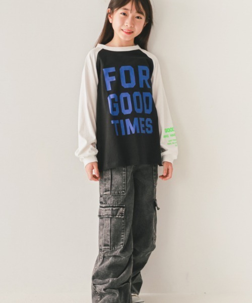 jeans-b（ジーンズベー）の「Jeans-b/ジーンズベー FOR GOODロングＴシャツ（Tシャツ/カットソー・キッズ・アイボリー/ブラック/オフホワイト・130cm/140cm/150cm/160cm）」の14枚目の写真
