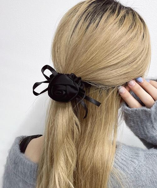 WEGO（ウィゴー）の「WEGO/ローズリボンヘアゴム（ヘアゴム・レディース・オフホワイト/ブラック・FREE）」の2枚目の写真