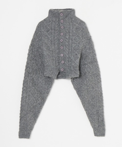 BEEDEN(ビーデン)の「LOOSE CABLE BOLERO TOPS(カーディガン/ボレロ・レディース・グレー/ブラック・FREE)」の10枚目の写真