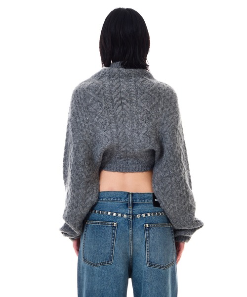 BEEDEN(ビーデン)の「LOOSE CABLE BOLERO TOPS(カーディガン/ボレロ・レディース・グレー/ブラック・FREE)」の5枚目の写真