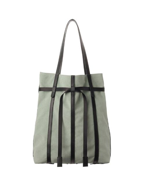HIROKO HAYASHI(ヒロコハヤシ)の「PANIER CAMOSCIO(パニエ カモッショ)トートバッグ(トートバッグ・レディース・チャコール/ライトグリーン系・00)」の3枚目の写真