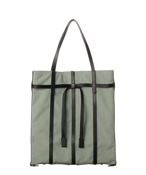 HIROKO HAYASHI(ヒロコハヤシ)の「PANIER CAMOSCIO(パニエ カモッショ)トートバッグ(トートバッグ・レディース・チャコール/ライトグリーン系・00)」の10枚目の写真
