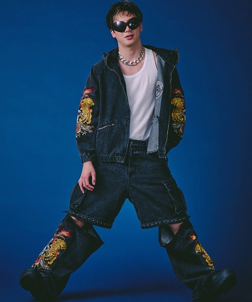 GALFY(ガルフィー)の「【GALFY/ガルフィー】鬼YABAIデニムカーゴ(デニムパンツ・メンズ・インディゴブルー/パープル/ブラック・M/XL/L)」の17枚目の写真
