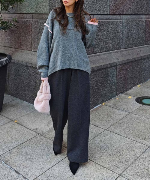 esutoreja(エストレジャ)の「バイカラーニットプルオーバー(ニット/セーター・レディース・ブラウン/グレー・FREE)」の15枚目の写真