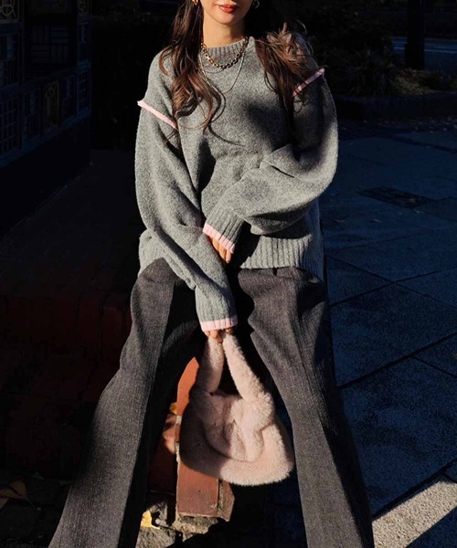 esutoreja(エストレジャ)の「バイカラーニットプルオーバー(ニット/セーター・レディース・ブラウン/グレー・FREE)」の18枚目の写真