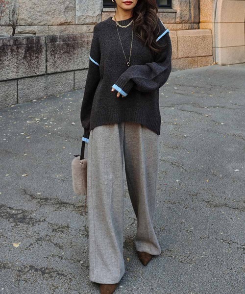 esutoreja(エストレジャ)の「バイカラーニットプルオーバー(ニット/セーター・レディース・ブラウン/グレー・FREE)」の13枚目の写真