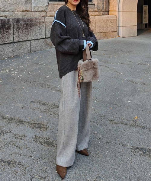 esutoreja(エストレジャ)の「バイカラーニットプルオーバー(ニット/セーター・レディース・ブラウン/グレー・FREE)」の14枚目の写真