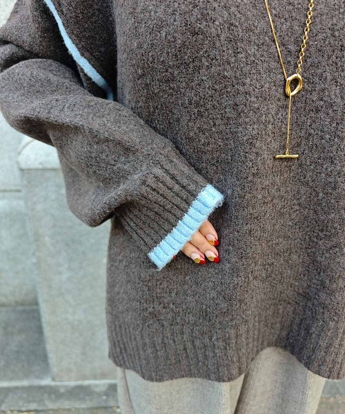 esutoreja(エストレジャ)の「バイカラーニットプルオーバー(ニット/セーター・レディース・ブラウン/グレー・FREE)」の8枚目の写真