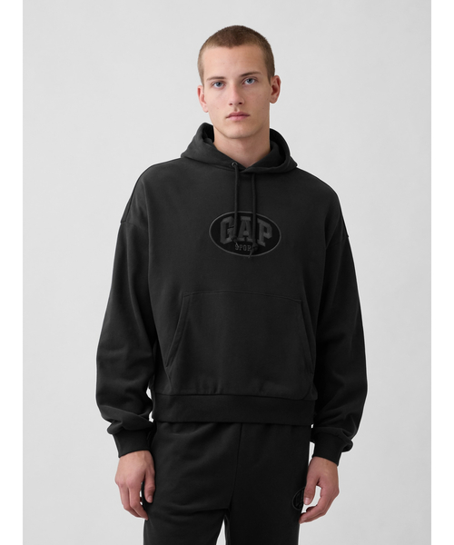 GAP（ギャップ）の「ヴィンテージソフト フレンチテリー オーバーサイズ GAPロゴ クロップドパーカー（パーカー・メンズ・レッド/ネイビー/ブラック/ホワイト・L/M/S/XL/XS）」の3枚目の写真