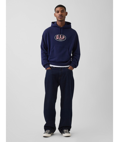 GAP（ギャップ）の「ヴィンテージソフト フレンチテリー オーバーサイズ GAPロゴ クロップドパーカー（パーカー・メンズ・レッド/ネイビー/ブラック/ホワイト・L/M/S/XL/XS）」の12枚目の写真