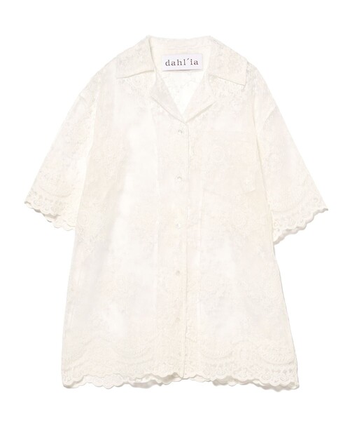 fennica（フェニカ）の「dahl'ia / チュールレース オーガンジー シャツ（シャツ/ブラウス・レディース・ホワイト/ブラック・ONE SIZE）」の3枚目の写真