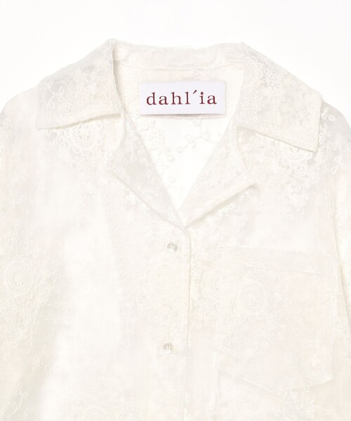 fennica（フェニカ）の「dahl'ia / チュールレース オーガンジー シャツ（シャツ/ブラウス・レディース・ホワイト/ブラック・ONE SIZE）」の4枚目の写真