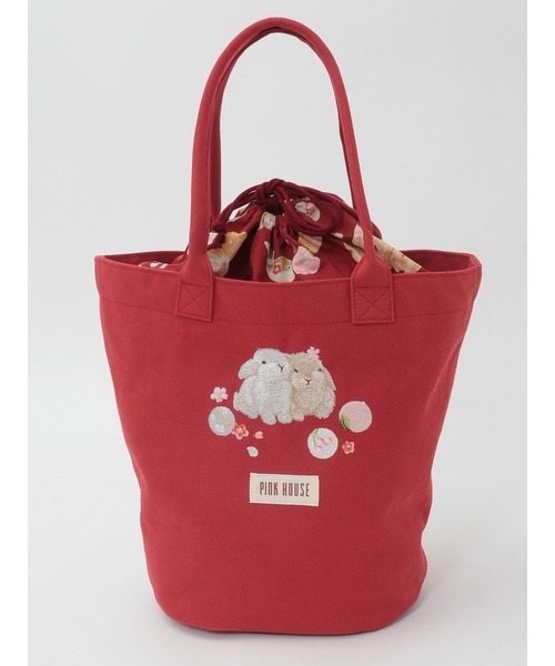 PINK HOUSE(ピンクハウス)の「幸見うさぎ刺繍バッグ(トートバッグ・レディース・ブラック/ピンク/レッド/ライトグリーン/スカイブルー・フリー)」の8枚目の写真