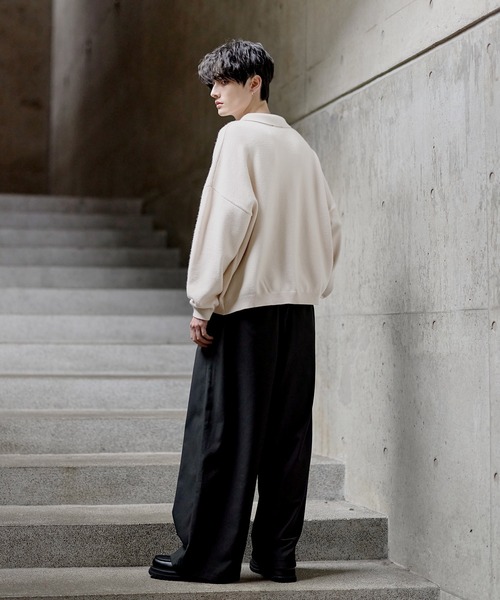 ETELIO(エテリオ)の「【マシンウォッシャブル】リラックスフィットシルキータッチもちもちポロニット(ニット/セーター・メンズ・アイボリー/ブラック/ワイン/ブルー/チャコール・S/M/L/XL)」の10枚目の写真