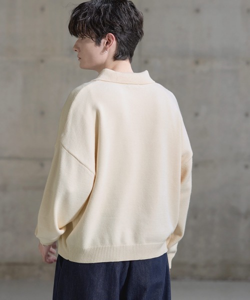 ETELIO(エテリオ)の「【マシンウォッシャブル】シルキータッチもちもちポロニット(ニット/セーター・メンズ・アイボリー/ブラック/ワイン/ネイビー/チャコール/グレー・S/M/L/XL)」の10枚目の写真