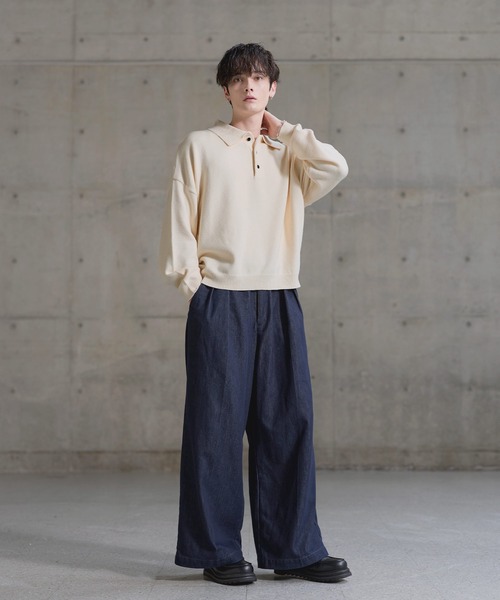 ETELIO(エテリオ)の「【マシンウォッシャブル】シルキータッチもちもちポロニット(ニット/セーター・メンズ・アイボリー/ブラック/ワイン/ネイビー/チャコール/グレー・S/M/L/XL)」の13枚目の写真