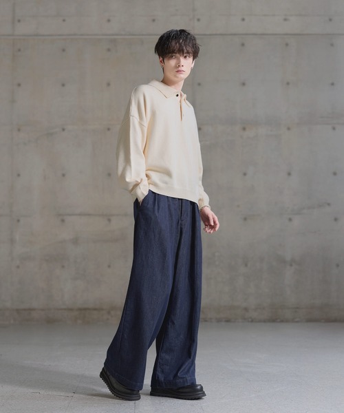 ETELIO(エテリオ)の「【マシンウォッシャブル】シルキータッチもちもちポロニット(ニット/セーター・メンズ・アイボリー/ブラック/ワイン/ネイビー/チャコール/グレー・S/M/L/XL)」の16枚目の写真