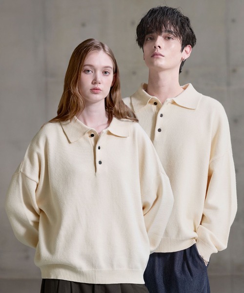 ETELIO(エテリオ)の「【マシンウォッシャブル】シルキータッチもちもちポロニット(ニット/セーター・メンズ・アイボリー/ブラック/ワイン/ネイビー/チャコール/グレー・S/M/L/XL)」の7枚目の写真