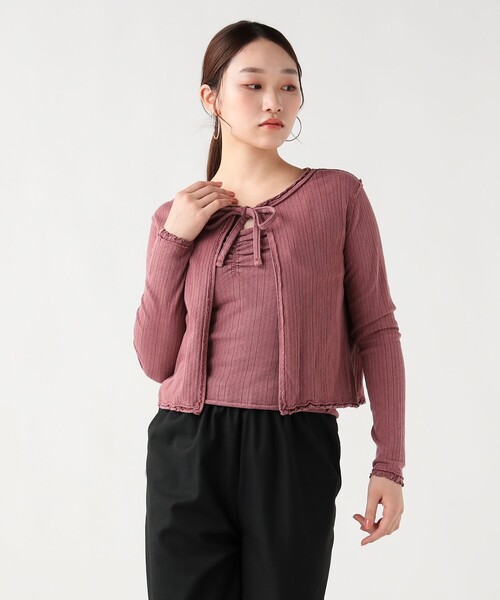 BEAMS HEART(ビームスハート)の「ヴィンテージ風 ツインカットソー(セットアイテム)(Tシャツ/カットソー・レディース・ピンク/ベージュ/チャコールグレー/ブラック系その他4/ブラウン系その他/レッド系その他2・FREE)」の5枚目の写真