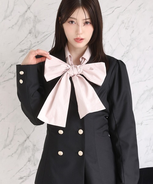one after another NICE CLAUP(ワンアフターアナザーナイスクラップ)の「〈取り外し可能〉ボウタイリボンブラウス(シャツ/ブラウス・レディース・ピンク/オフホワイト/サックスブルー・FREE)」の3枚目の写真