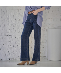 MAXZA（マージャコレクション）の「キュービックレオパードワイドダークブルーデニムパンツ（デニムパンツ）」