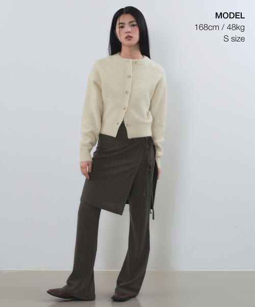 MUSINSA STANDARD WOMAN（ムシンサスタンダードウーマン）の「ウィメンズブークルラウンドネックカーディガン[アイボリー]（カーディガン/ボレロ・レディース・その他・SMALL/MEDIUM/X-SMALL/LARGE）」の2枚目の写真