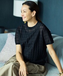 シアーチェックニット プルオーバー