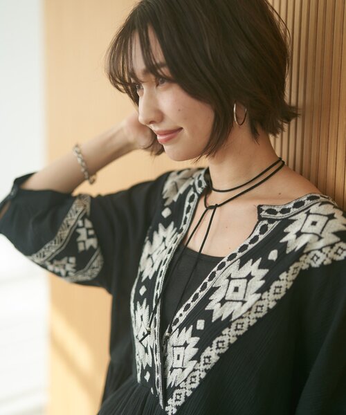 Remind me and forever(リマインドミーアンドフォーエバー)の「【nane】【India Series】エスニック刺繍楊柳ワンピース(ワンピース・レディース・ブラック/オフホワイト・FREE)」の13枚目の写真