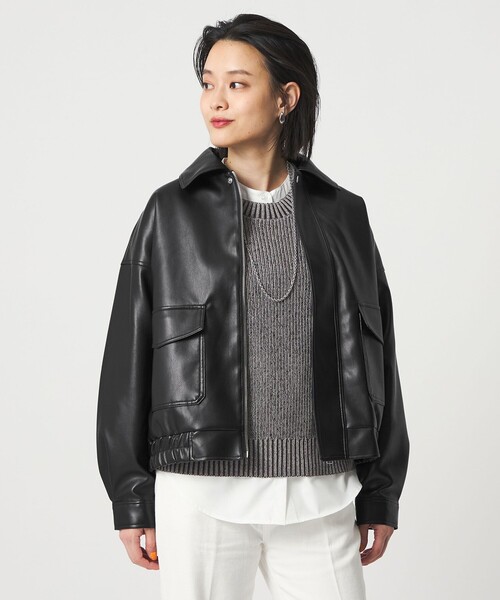 美品❗️hamnett レザーブルゾン　a2 タイプ　短丈　本革　Ｍサイズ　黒 セール】レザーライク A2ブルゾン ＜A DAY IN THE LIFE＞（ブルゾン