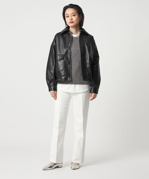 A DAY IN THE LIFE UNITED ARROWS(アデイインザライフユナイテッドアローズ)の「レザーライク A2ブルゾン <A DAY IN THE LIFE>(ブルゾン・レディース・ダークグレー/ダークブラウン/ブラック・FREE)」の6枚目の写真