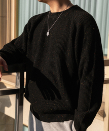 HELIOS（ヘリオス）の「ハッチドットラウンドネックニット[ブラック]（ニット/セーター）」