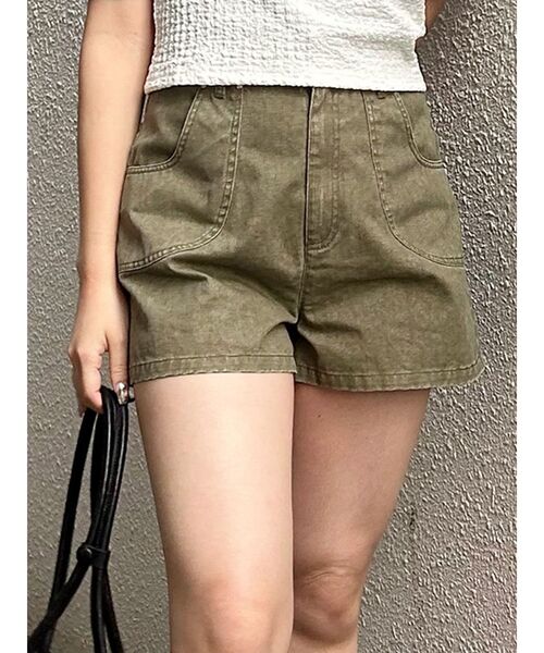 MURUA(ムルーア)の「【セットアップ対応】ウォッシュショートパンツ(その他パンツ・レディース・グレー/カーキ・1/2)」の2枚目の写真