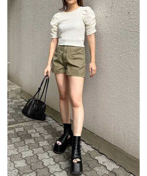 MURUA(ムルーア)の「【セットアップ対応】ウォッシュショートパンツ(その他パンツ・レディース・グレー/カーキ・1/2)」の9枚目の写真