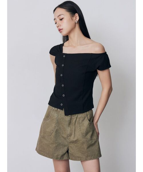 MURUA（ムルーア）の「【セットアップ対応】ウォッシュショートパンツ（その他パンツ・レディース・カーキ/グレー・2/1）」の3枚目の写真