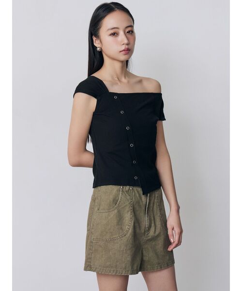 MURUA（ムルーア）の「【セットアップ対応】ウォッシュショートパンツ（その他パンツ・レディース・カーキ/グレー・2/1）」の4枚目の写真