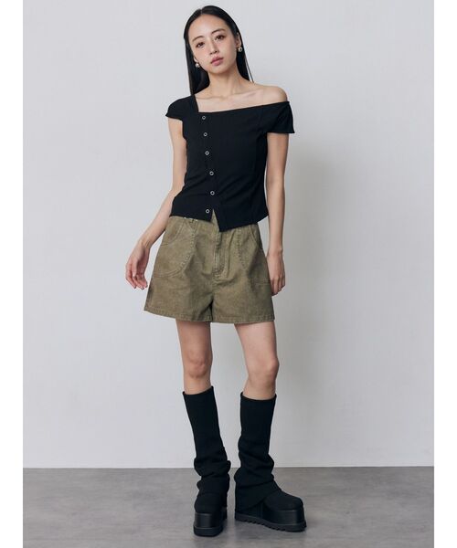 MURUA（ムルーア）の「【セットアップ対応】ウォッシュショートパンツ（その他パンツ・レディース・カーキ/グレー・2/1）」の5枚目の写真