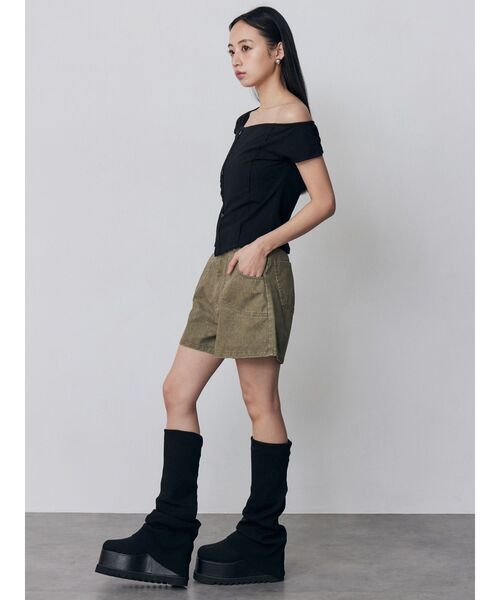 MURUA（ムルーア）の「【セットアップ対応】ウォッシュショートパンツ（その他パンツ・レディース・カーキ/グレー・2/1）」の6枚目の写真