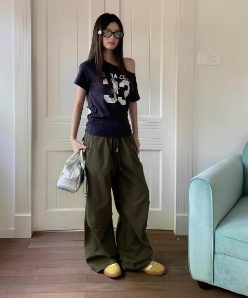 SHEPP（シープ）の「【26年春夏新作】アソートワンショルロゴプリント半袖Tシャツ（Tシャツ/カットソー・レディース・ネイビー/ライトグレー/ブラウン・L/M）」の6枚目の写真