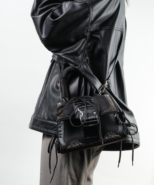 STEVE MADDEN(スティーブマデン)の「ラインストーン2WAYハンドルバッグ/S.MADDEN BDIEGO-R-XS(ショルダーバッグ・レディース・ブラック・F)」の3枚目の写真