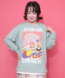 ScoLar(スカラー) スカラーちゃんの夕食柄レイヤード風配色プルオーバー