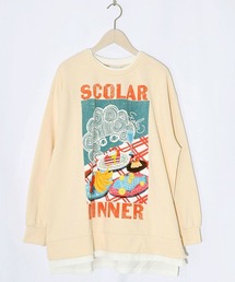 ScoLar(スカラー) スカラーちゃんの夕食柄レイヤード風配色プルオーバー