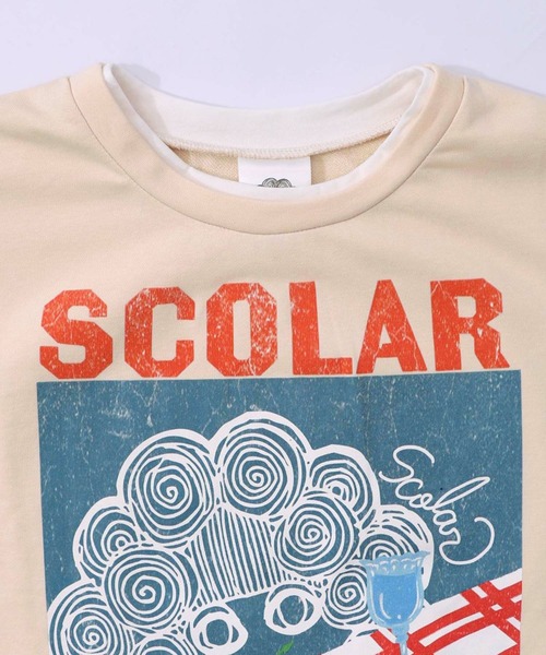 ScoLar(スカラー)の「ScoLar(スカラー) スカラーちゃんの夕食柄レイヤード風配色プルオーバー(スウェット・レディース・アイボリー/ブラック/グリーン・MEDIUM)」の14枚目の写真