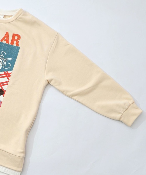 ScoLar(スカラー)の「ScoLar(スカラー) スカラーちゃんの夕食柄レイヤード風配色プルオーバー(スウェット・レディース・アイボリー/ブラック/グリーン・MEDIUM)」の15枚目の写真
