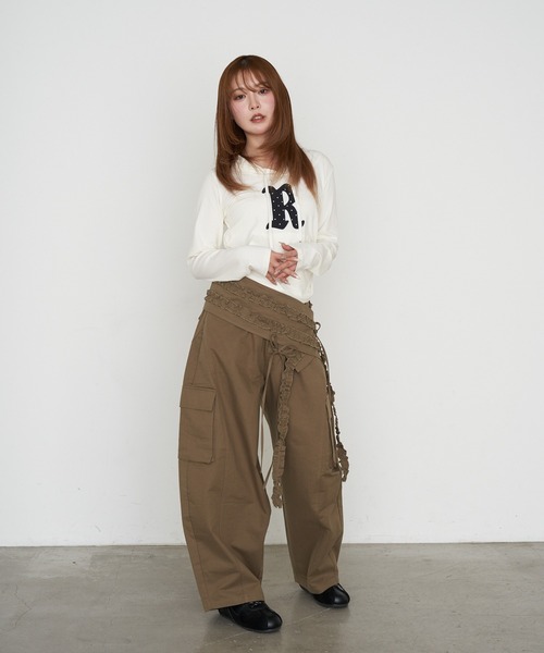 RAY CASSIN（レイカズン）の「デザインベルト付カーゴパンツ（カーゴパンツ・レディース・アイボリー/ベージュ/カーキ・FREE）」の10枚目の写真