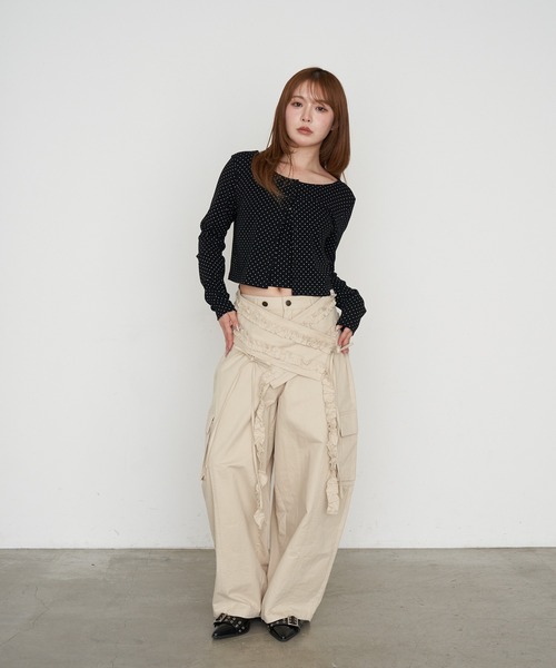 RAY CASSIN（レイカズン）の「デザインベルト付カーゴパンツ（カーゴパンツ・レディース・アイボリー/ベージュ/カーキ・FREE）」の15枚目の写真