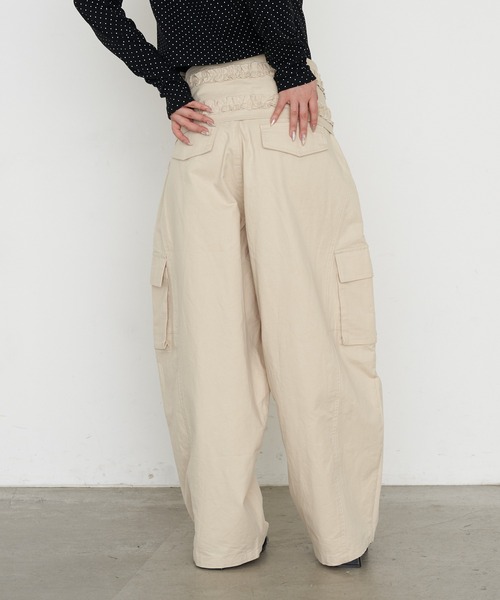 RAY CASSIN（レイカズン）の「デザインベルト付カーゴパンツ（カーゴパンツ・レディース・アイボリー/ベージュ/カーキ・FREE）」の14枚目の写真