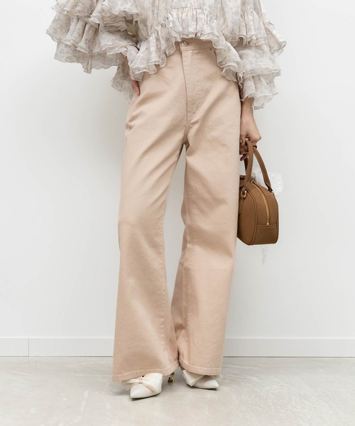 RANDA（ランダ）の「【00サイズあり】レーススカーフ付きワイドデニムパンツ（デニムパンツ・レディース・ピンク/ブラウン・0/1）」の2枚目の写真