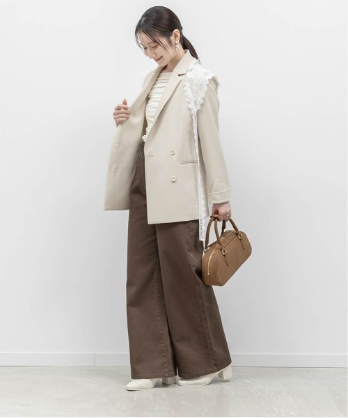 RANDA(ランダ)の「【00サイズあり】レーススカーフ付きワイドデニムパンツ(デニムパンツ・レディース・ピンク/ブラウン/ベージュ・0/1/00)」の12枚目の写真